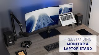 Monitor and Laptop Desk Glass Stand – VIVO - desk solutions