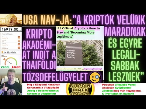 Bitcoin Hírek (1214) - Az USA NAV-ja: "A Kriptók Velünk Maradnak, és egyre Legálisabbak lesznek" 