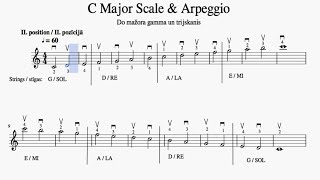 C (Do) Major Scale and Arpeggio 2 Octaves for Violin Backing Track