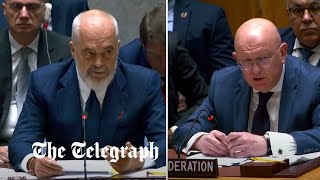 The moment Russia attempted to block President Zelensky speaking at the UN Security Council