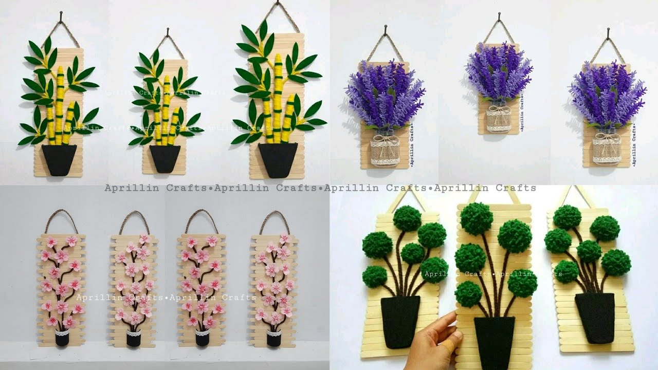 Diy best wall decor ideas popsicle stick|| Hiasan dinding stik es krim terpopuler by Aprillin Crafts