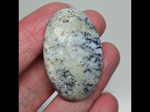 Дендроопал - кабошон білий камінь для колекції для створення прикрас 43,5 ct, відео 1