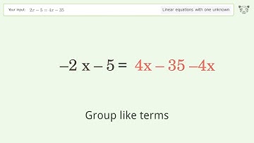 Solve 2x-5=4x-35: Linear Equation Video Solution | Tiger Algebra
