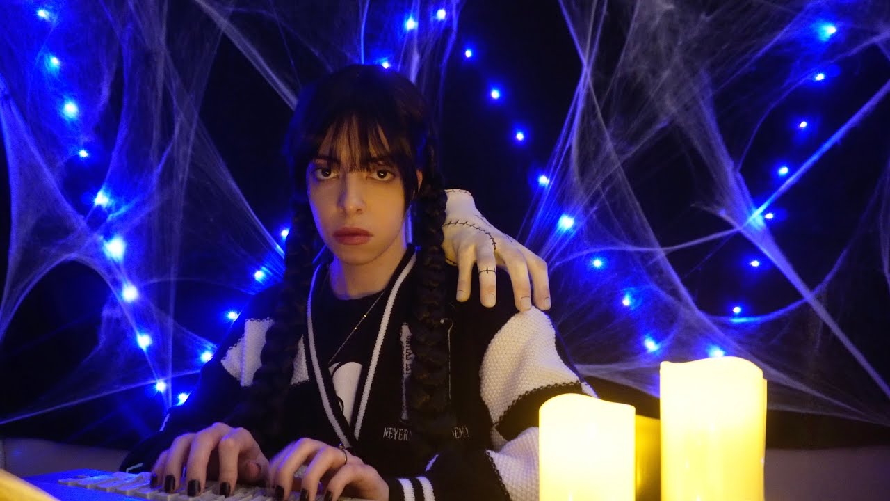 ASMR Wednesday’s Séance Gone Wrong 🕯️ | Typing, Page turning, Gentle Talking & Echoed Spell
