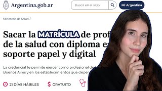 Trámite de MATRÍCULA para profesionales de la salud