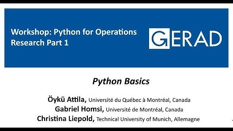 Python for Operations Research Part 1: Python Basics, 14/11/2020