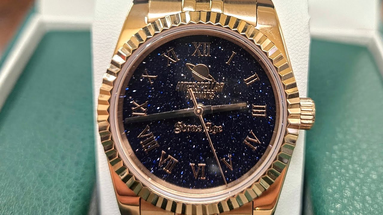 36mm rose gold sunstone Interstellar Stone Age Seiko mod