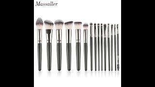 Massaller 15pcs Black Makeup Brush Set Soft Synthetic Hair Cosmetic Brushes Foundation Contour screenshot 5