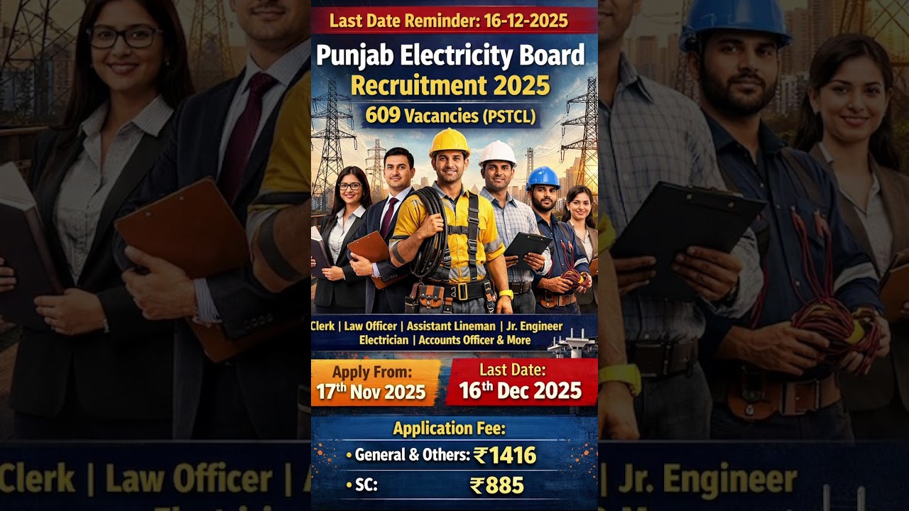 🚨 Last Date Today | PSTCL Recruitment 2025 | 609 Vacancies
