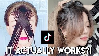 DIY CURTAIN BANGS! TRYING VIRAL TIK TOK TUTORIAL!