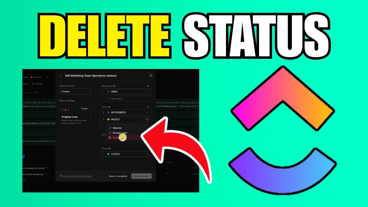 How To Delete Status In ClickUp (Step By Step Guide) - YouTube