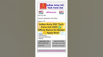 Indian Army SSC Tech Form Out 2025 ✅ Officer Banne Ka Mauka 💥 Apply Now! #shorts #govtjob