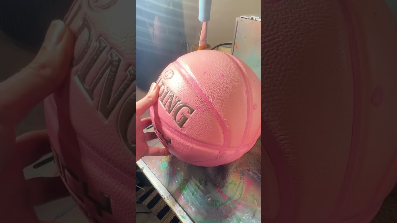 Painting a pink gradient on a basketball!
