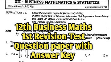 12th Business Maths 1st Revision Test Question paper with Answer Key 2023|Vjalerts|