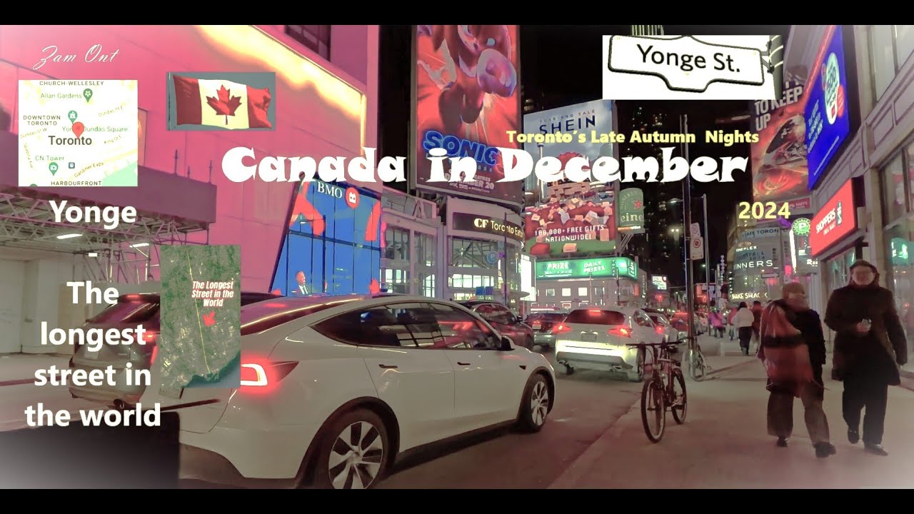 Canada in December: Toronto at Night 2024 — Yonge World Longest Street ...