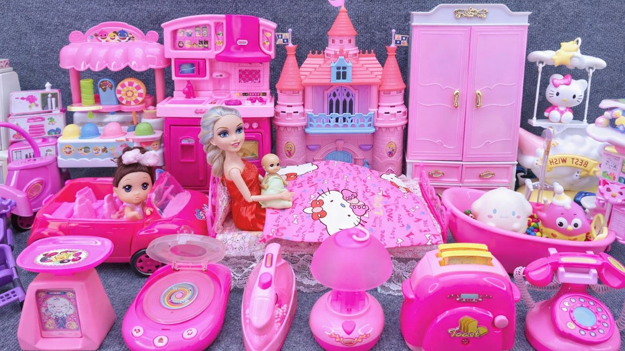 14 Minutes Satisfying with Unboxing Barbie Princess Pink Kitchen,Rock Bed Play Set Review Toys｜ASMR
