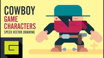 Speed Drawing, How to draw Flat Game Character, Cowboy, Adobe Illustrator