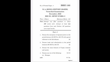 BHIC-103 Question paper Dec-2020 #BAG (HONOURS) (BAHIH) #english #ignou