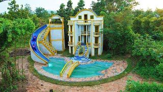 [Full Video]Build Creative Water Slide With Swimming Pool & 4-story Villa House Design In Forest