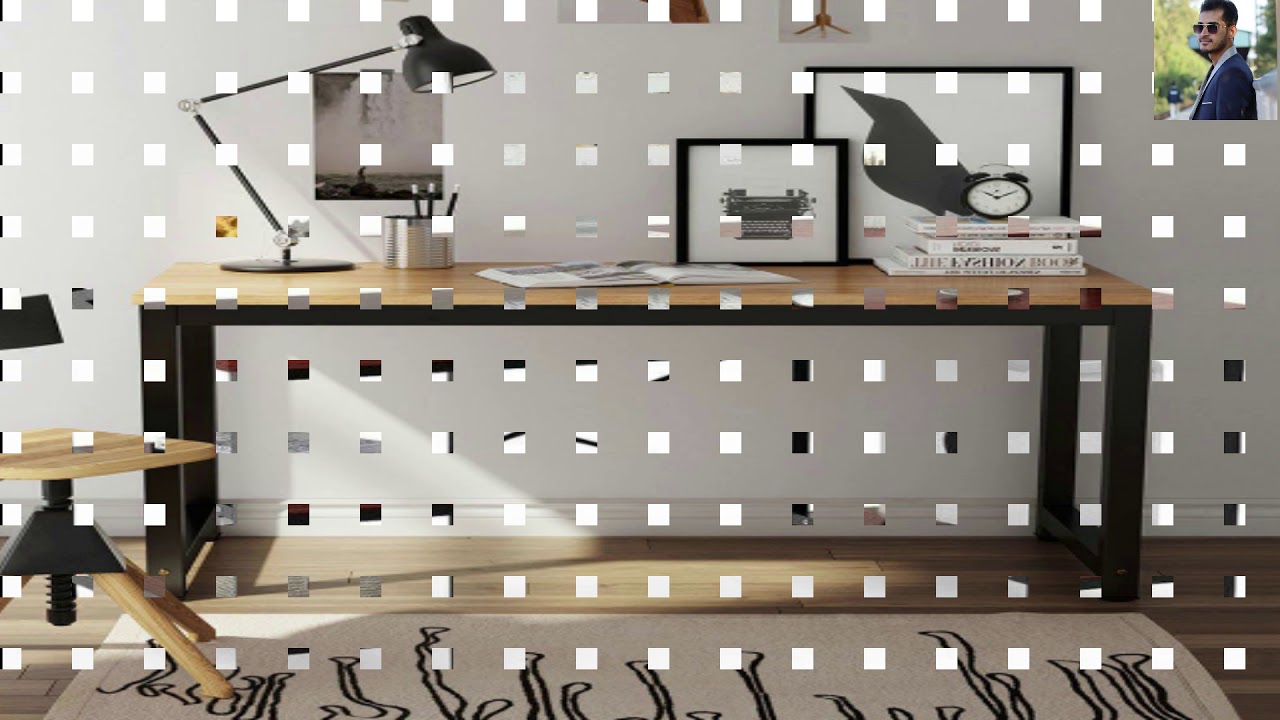 Foxemart Computer Desk 55” Modern Sturdy Office Desk PC Laptop Notebook Study Writing Table for Home