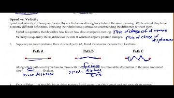 1D Motion: Guidesheet #2 Speed vs Velocity