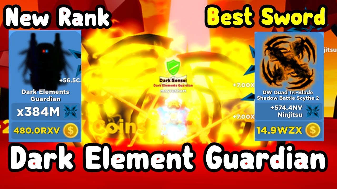 Unlocked Dark Element Guardian New Rank Bought New Best Sword Ninja Legends Roblox Youtube - roblox hoodie ninja song