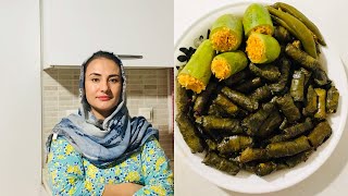 Grape leaf Dolma , تا حالا دولمه برگ انگور را به این طریقه خوردید ؟! 🤗☘️#afghanistan #newvideo