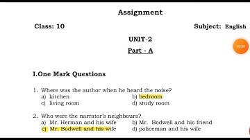 10th English assignment 2 unit 2 answer key