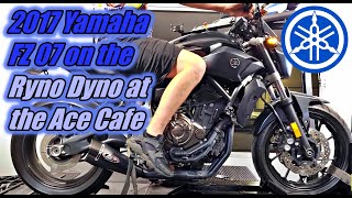 2016 Yamaha FZ 07 Dyno Test with M4 exhaust and a tune at the Ace Cafe
