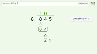 Long Division Problem 845/8: Step-by-Step Video Solution