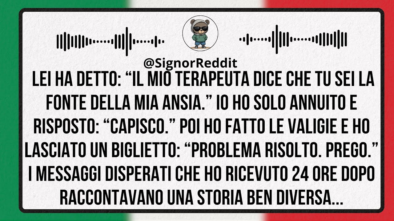 Lei ha detto: “Il mio terapeuta dice che tu sei la fonte della mia ansia.”