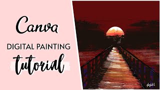Digital Painting using Canva | Digital Art | Red Sunset