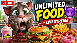 TALKING TOM LIVE | UNLIMITED FOOD + FUNNY MOMENTS 😂 #talkingtom #live #shorts