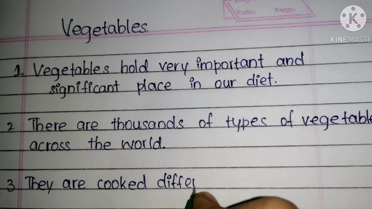 essay writing on vegetable
