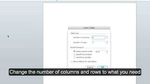 Microsoft Office Word MAC: Creating Tables