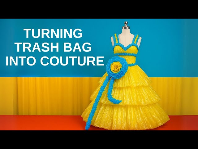 prom dress made of trash bags Garbage bag turns into a high-class dress#costumedesign #dress #dummy