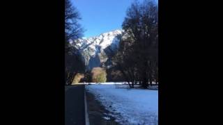 Yosemite Valley at dusk in the winter