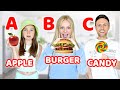LAST TO STOP EATING FOOD in ALPHABETICAL ORDER challenge! | Family Fizz