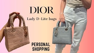 Medium Lady D-Lite Bag Gray Cannage Embroidery