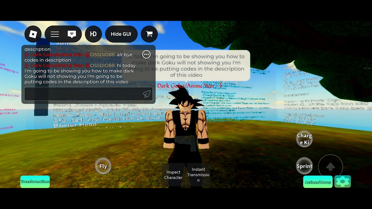 Dragon Ball RP azure how to make dark Goku from anime war codes in ...