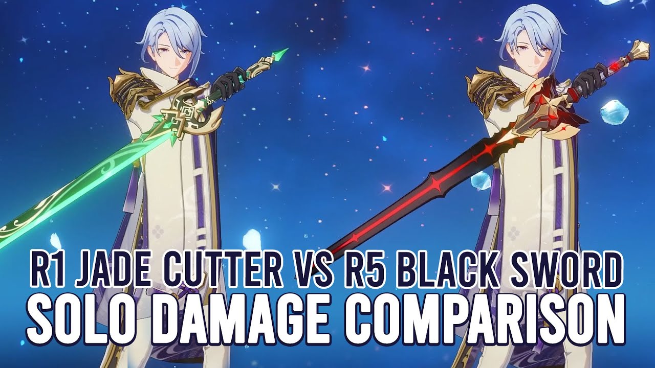 C0 Ayato with R1 Jade Cutter vs R5 The Black Sword | Genshin Impact