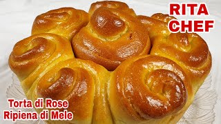 TORTA DI ROSE RIPIENA DI MELE🍎RITA CHEF | Soffice, cremosa e scenografica. screenshot 5