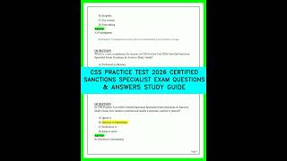 CSS PRACTICE TEST 2026 CERTIFIED SANCTIONS SPECIALIST EXAM QUESTIONS & ANSWERS STUDY GUIDE EXAM 26