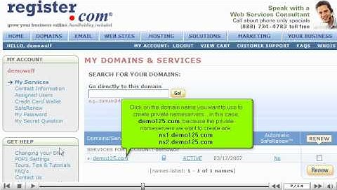 Creating Private Nameservers at Register.com