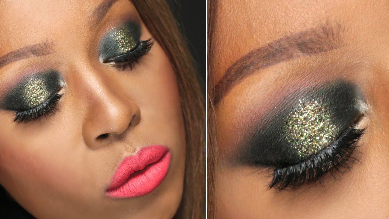 New Years Eve Party Makeup Tutorial 2014 NYE Gold Glitter Smokey