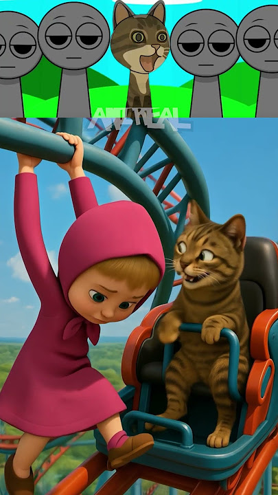 Sprunki Masha and The Bear x OO EE AA Spinning Cat - What OO EE AA Cat Did To Masha Roller Coaster!