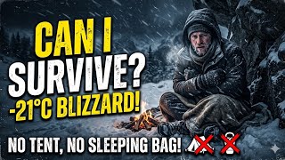 No Sleeping Bag, -21°C Blizzard Challenge!🥶 #survival #blizzard #wintercamping #bushcraft #snowstorm
