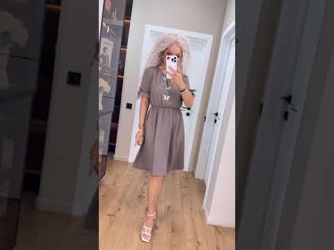 Жіноче легке плаття — міді "Пуговки" однотонне (Розмір 44, 46, 48, 50,52,54,56), Бежеве, видео 2