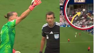 VAR ignore Nyland claim of Ball hitting Spidercam wire for Jude Bellingham Goal vs Norway vs England screenshot 2