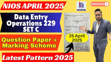 nios data entry question paper class 10 2025|nios class 10 data entry question paper 2025 April